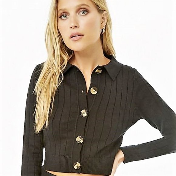 Beautiful Wide-Ribbed Rust-Color Crop Cardigan NWT Size S - Picture 2 of 16